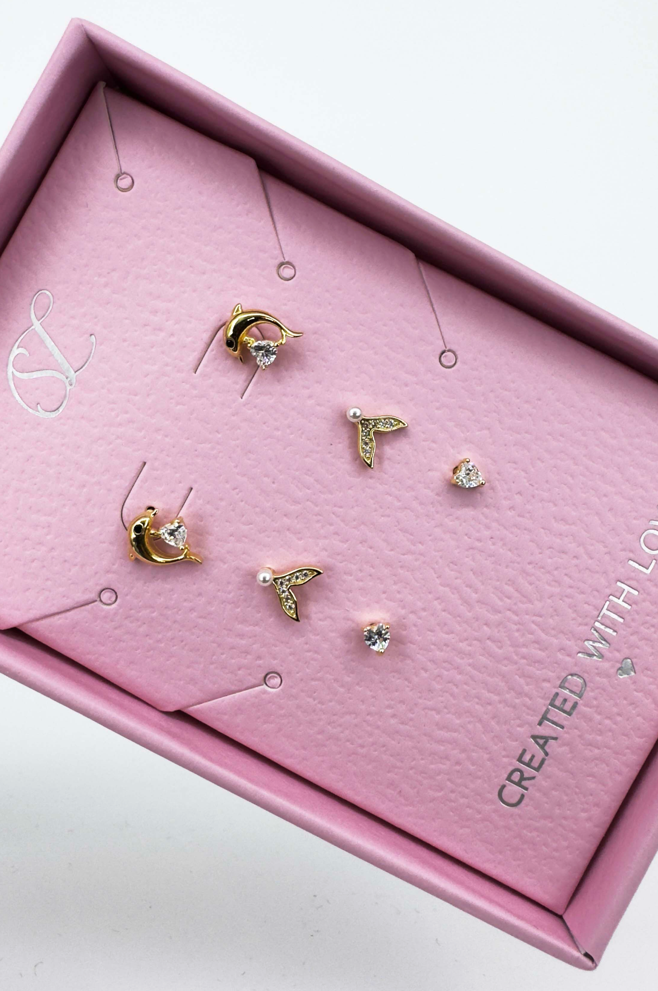 60052 Set Van Verguld En Oorknopjes Met Verschillende Vormenzirkoon Kristallen | Gold