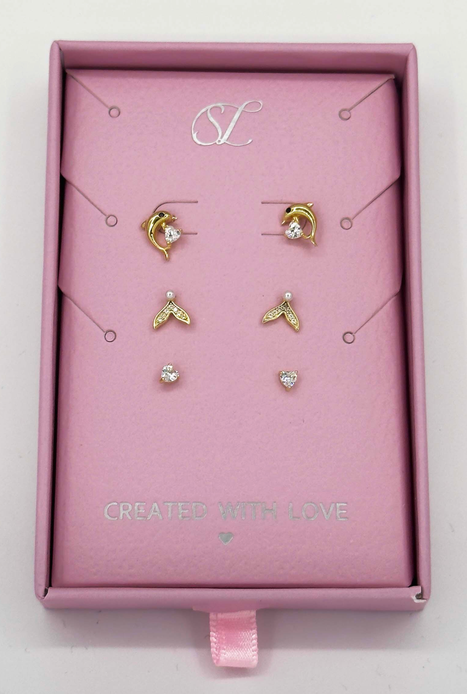 60052 Set Van Verguld En Oorknopjes Met Verschillende Vormenzirkoon Kristallen | Gold