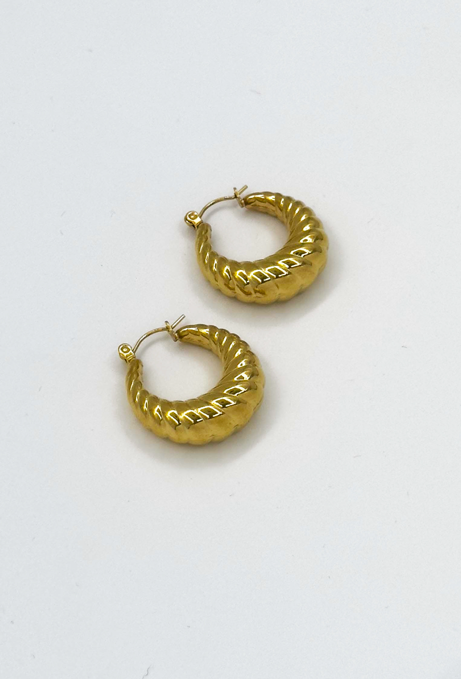 60053 Title: Roestvrijstalen Hoepel Oorbellen Met Textuur | Gold