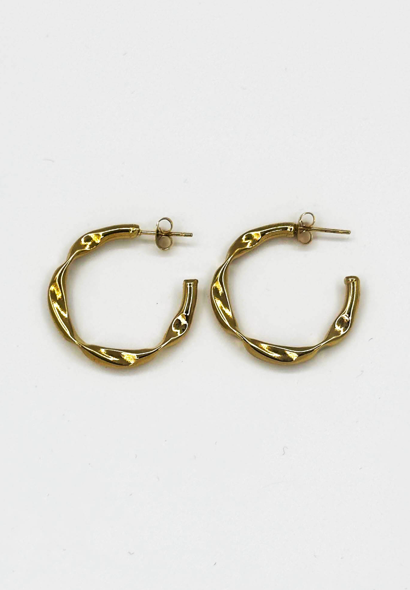 60054 Roestvrijstalen Twisted Hoepel Oorbellen | Gold