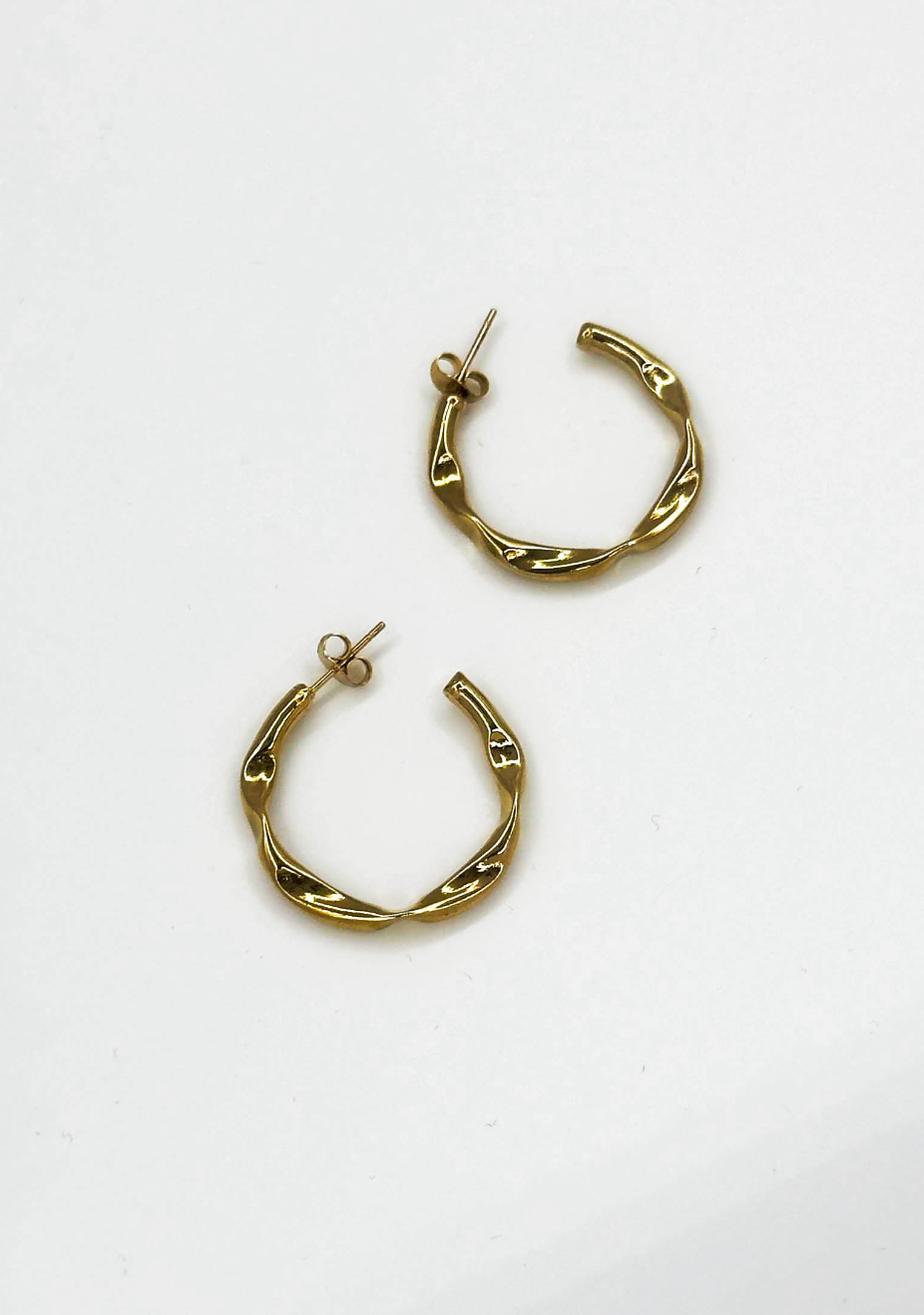 60054 Roestvrijstalen Twisted Hoepel Oorbellen | Gold