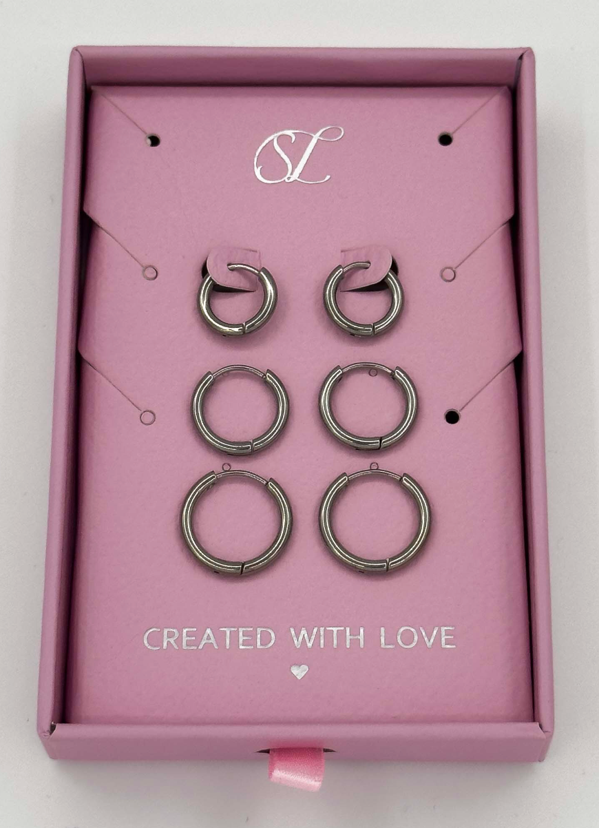 60055 RoestvrijstalEn en Hoepel Oorbellen Set | Gold