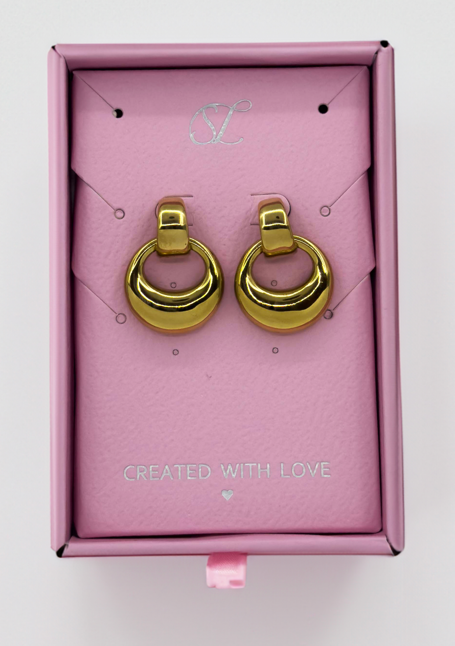 60056 Roestvrijstalen Tweedelige Hoepel Oorbellen | Gold