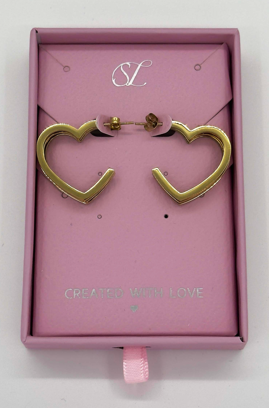 60059 Roestvrijstalen Hartvormige Hoepel Oorbellen | Gold