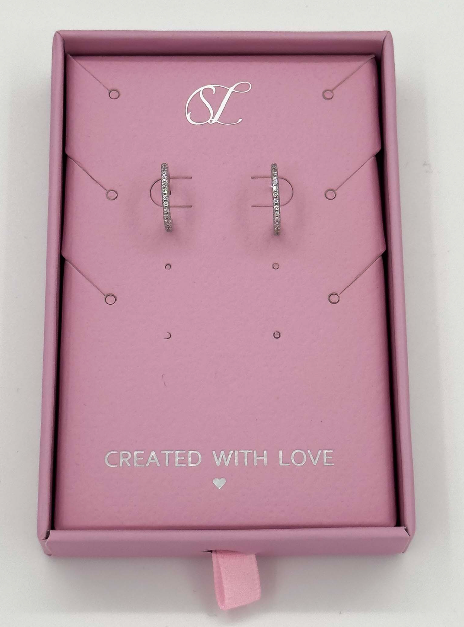 60062 En Glanzende Hoepeloorbellen Met Zirkonia Kristallen | Silver