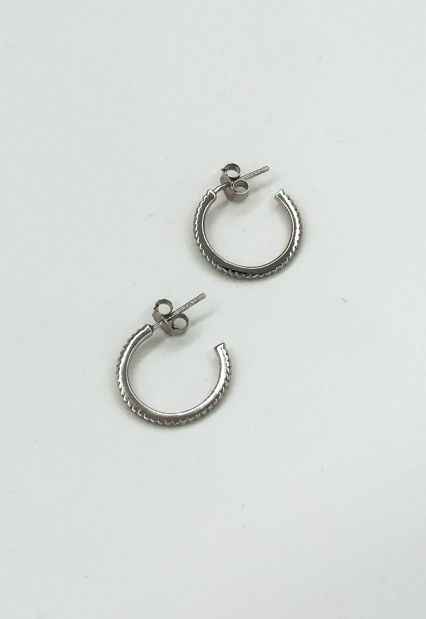 60063 En Glanzende Hoepeloorbellen Met Zirkonia Kristallen | Silver