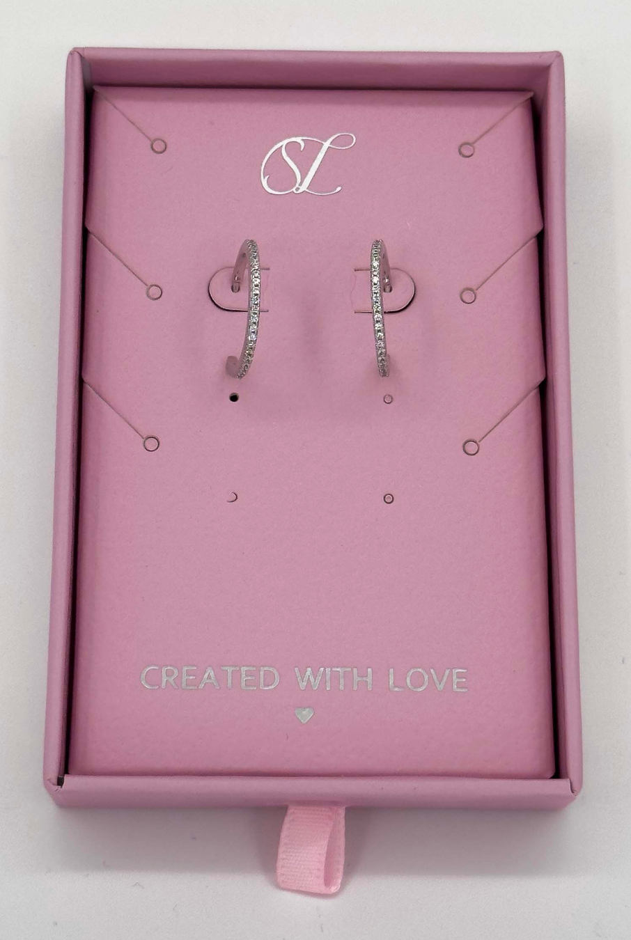 60063 En Glanzende Hoepeloorbellen Met Zirkonia Kristallen | Silver