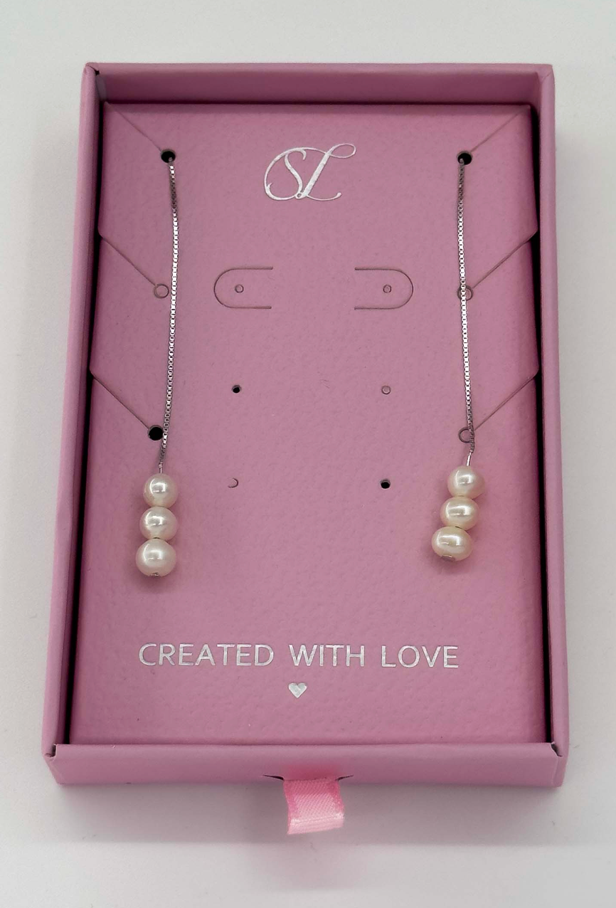 60065 Fijne En Hanger Oorbellen Met Parel | Silver