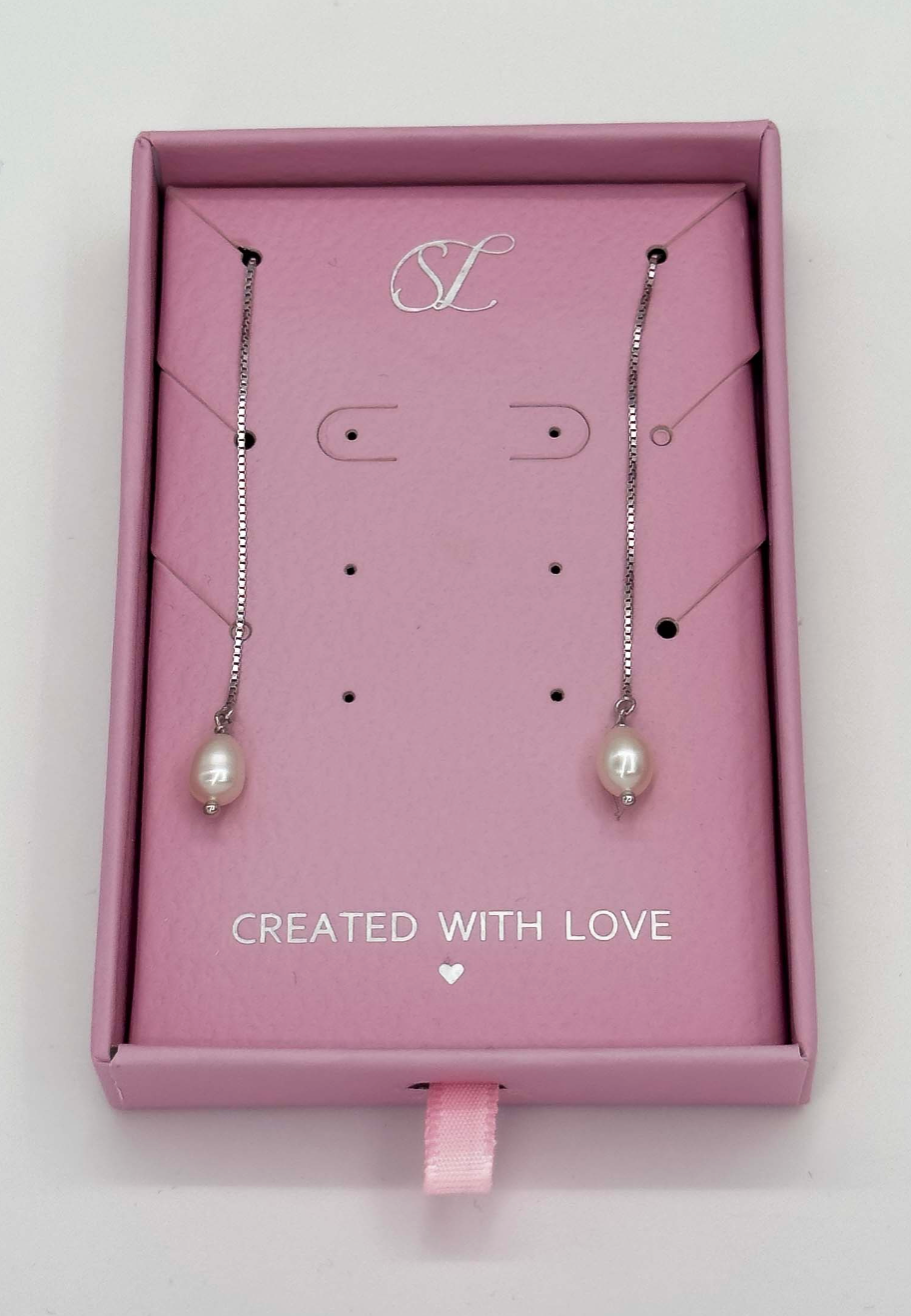 60066 Fijne En Hanger Oorbellen Met Parel | Silver