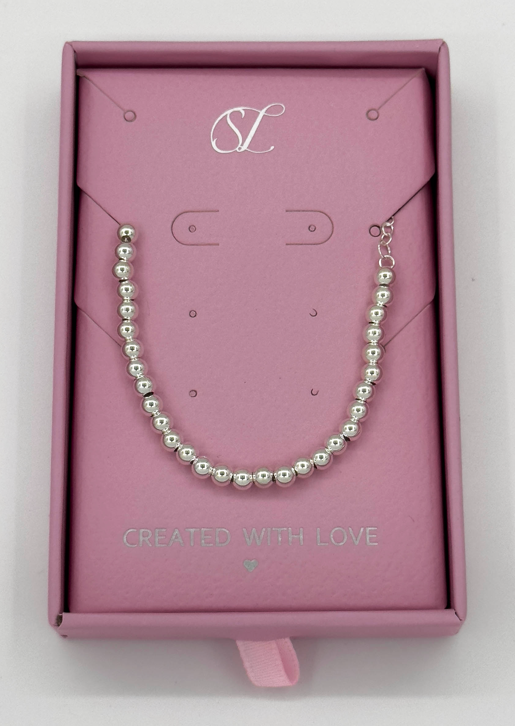 62001 Dunne En Polsband Met Delicate En Kralen | Silver