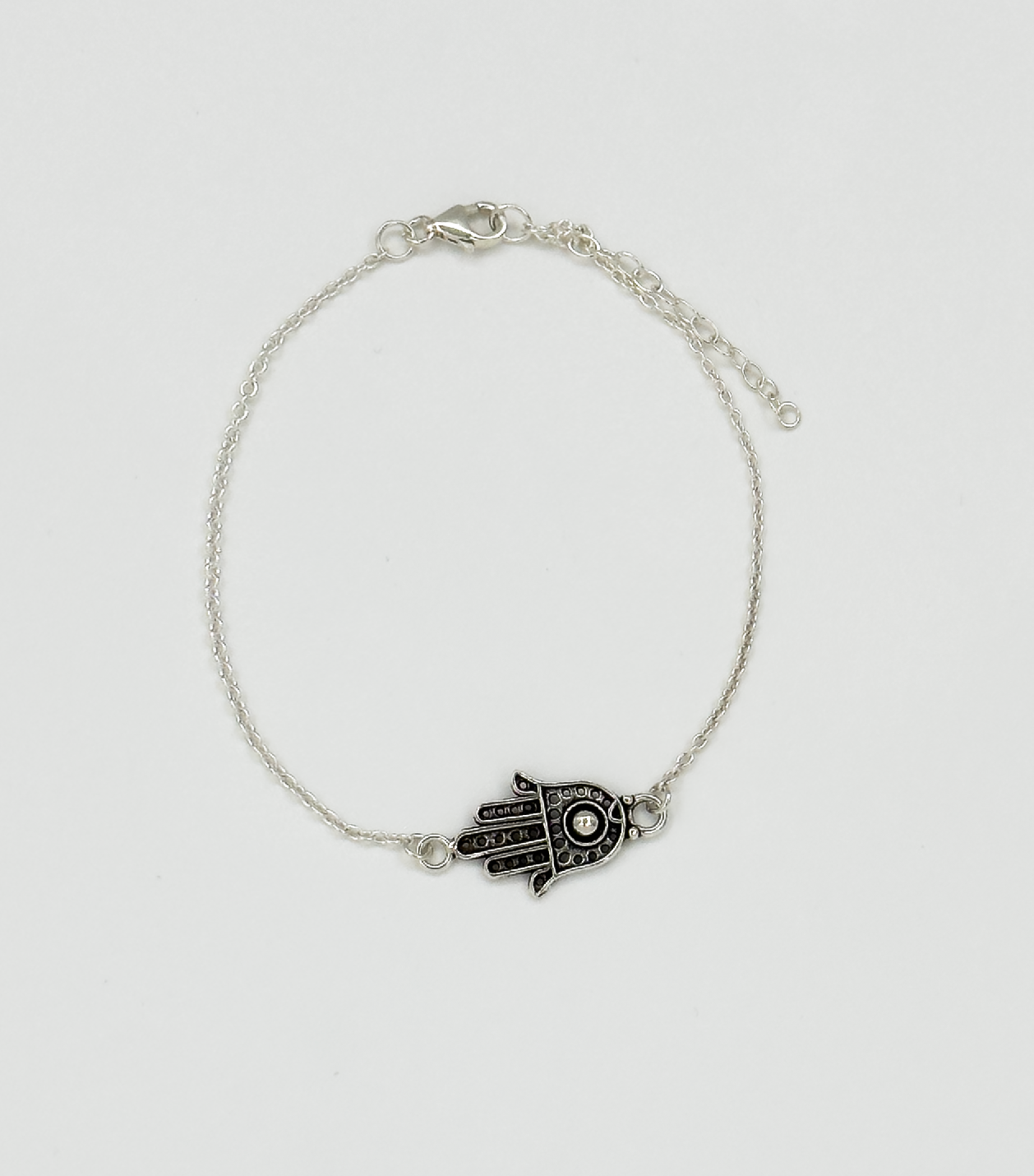 62004 En Polsband Met Hamsa Hand Kraal | Silver