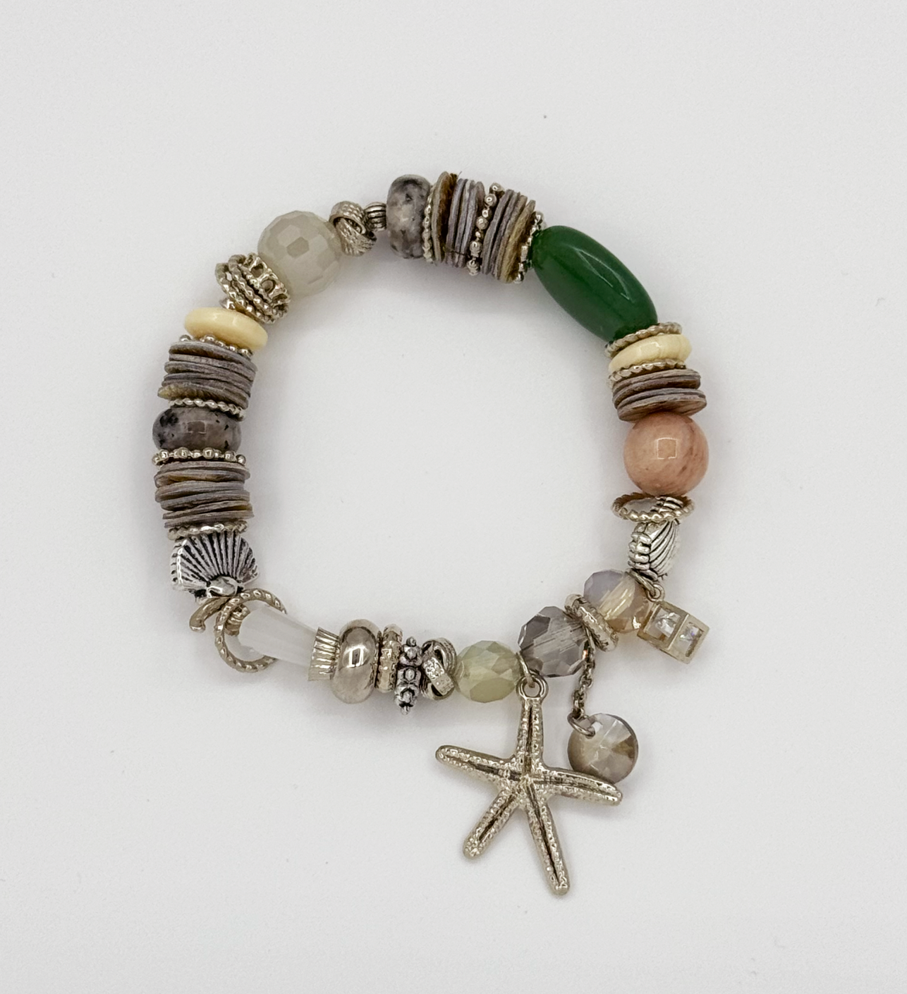 62006 Elastische Armband Met Mix Van Zeeschelpkwartsstenen | Muticolour