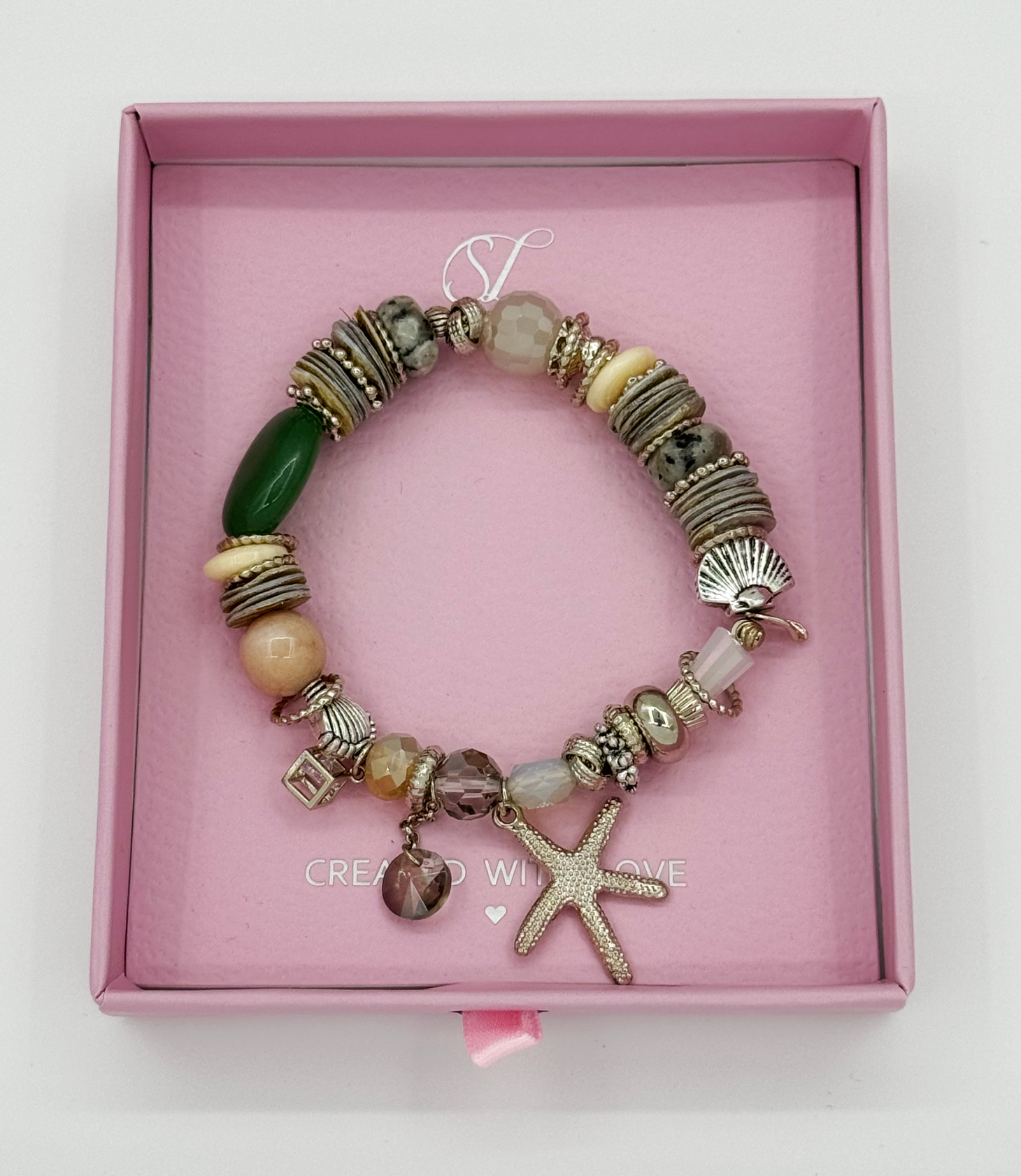 62006 Elastische Armband Met Mix Van Zeeschelpkwartsstenen | Muticolour