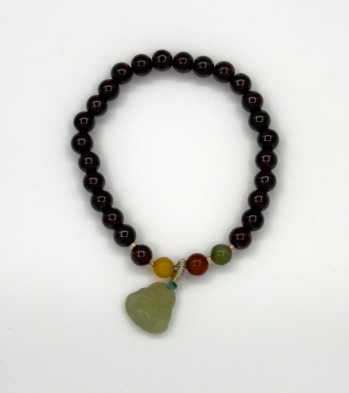 62008 Elastische Armband Met Granaatstenenhetian Steen Boeddha Hanger | Muticolour