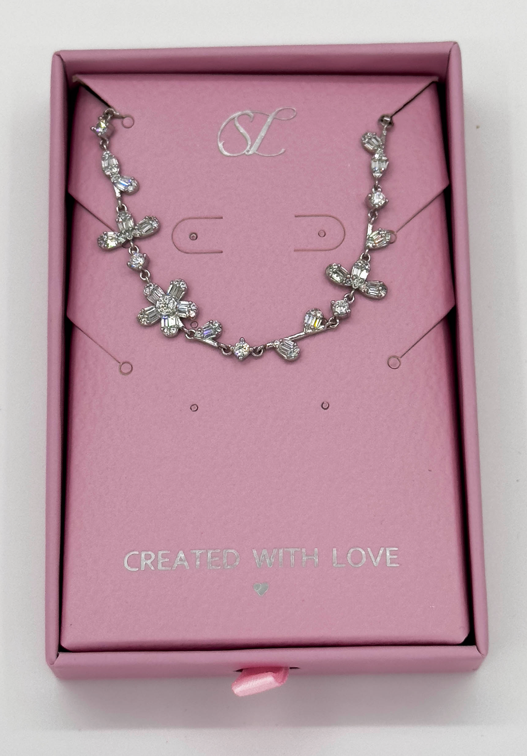 62037 En Armband Met Bloemkralenzirkoon Kristallen | Silver