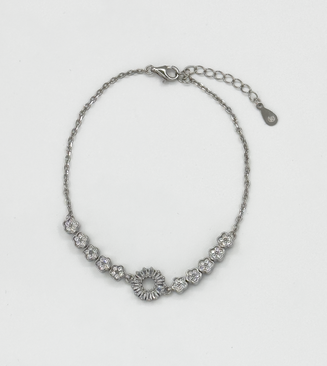 62038 En Armband Met Bloemkralenzirkoon Kristallen | Silver