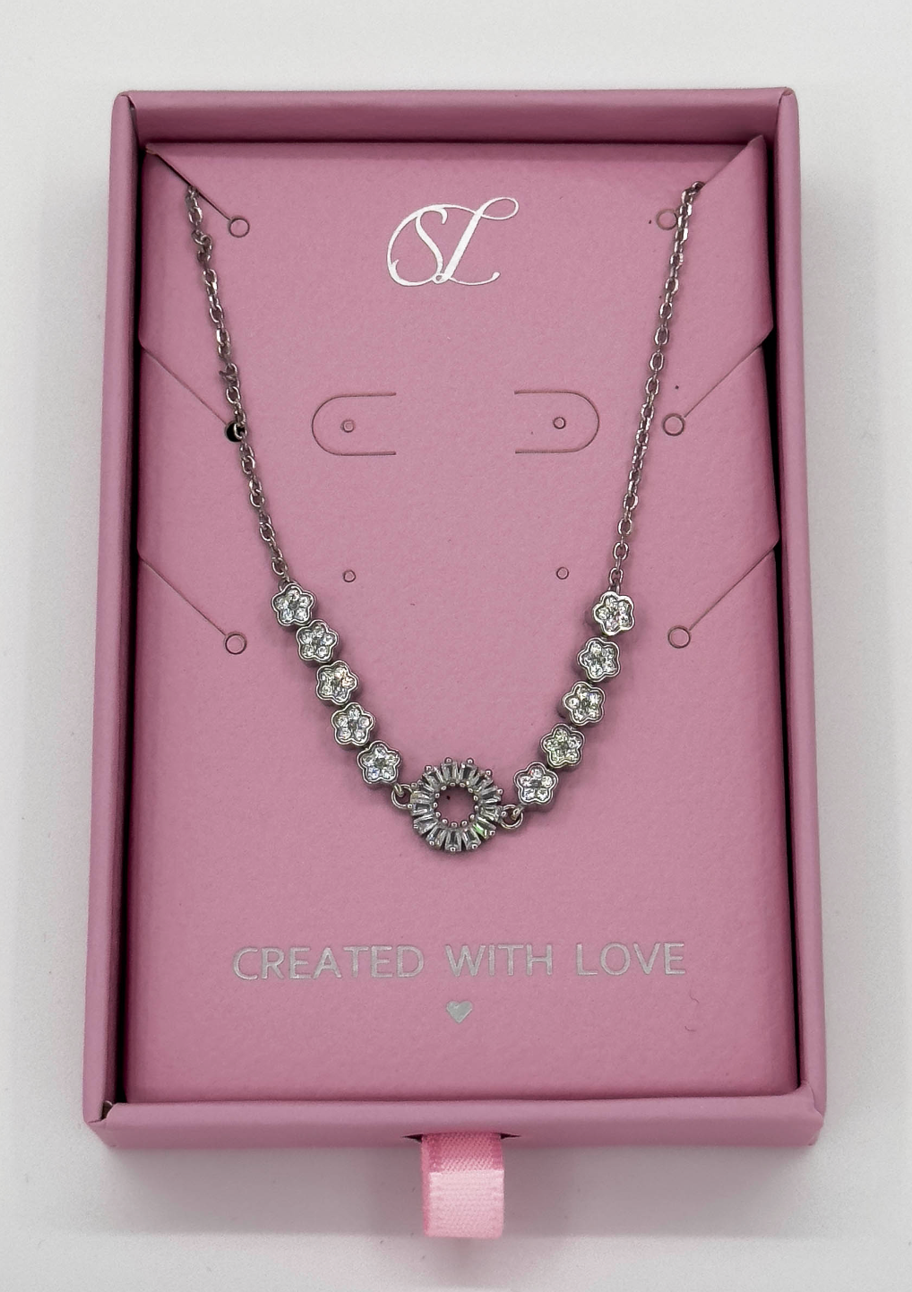 62038 En Armband Met Bloemkralenzirkoon Kristallen | Silver