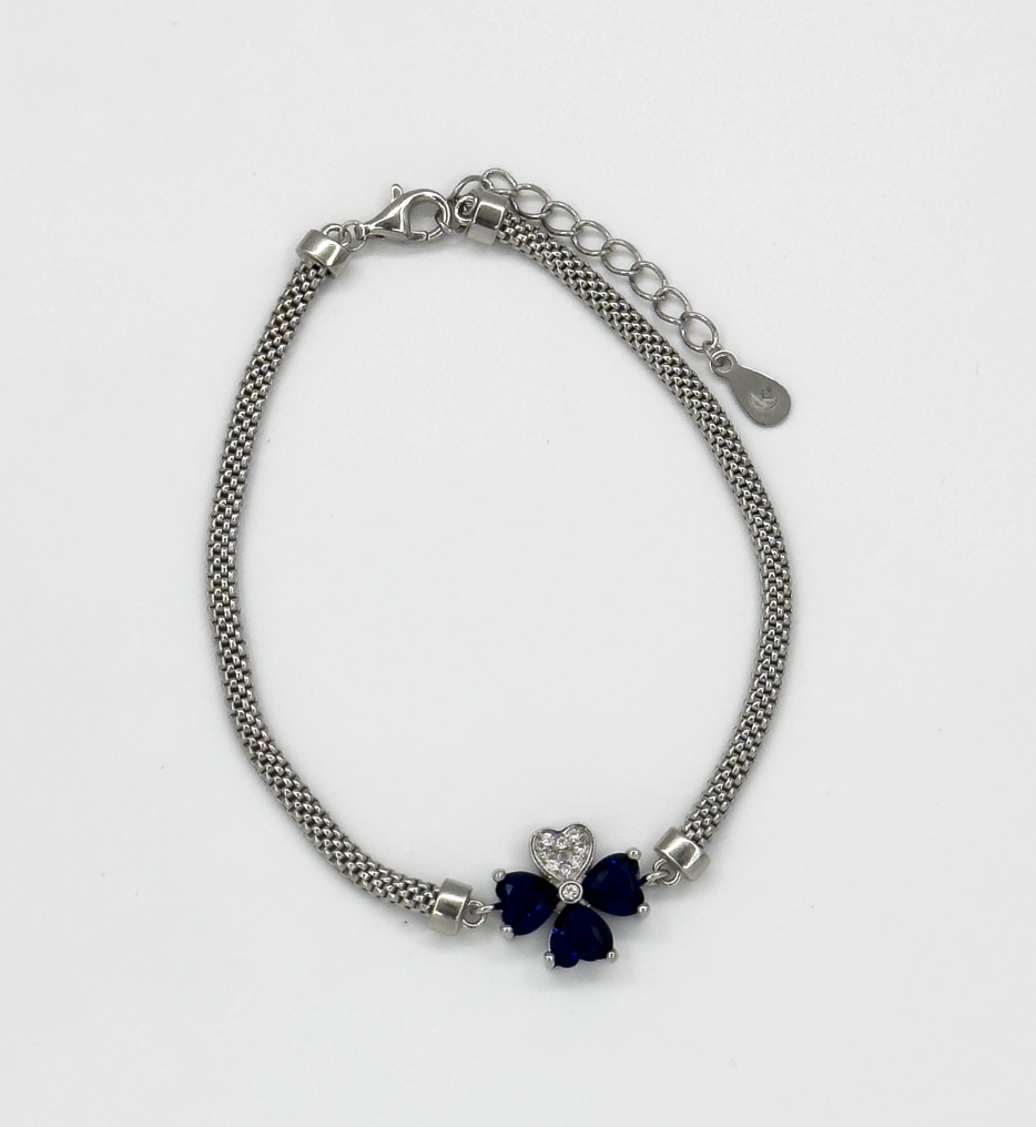 62041 En Armband Met Klaver Hangerburma Zirkoon | Silver