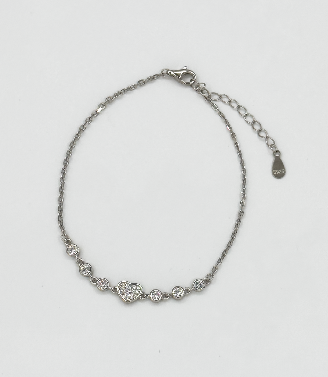 62044 En Armband Met Hartvormige Kralenzirkoon Kristallen | Silver