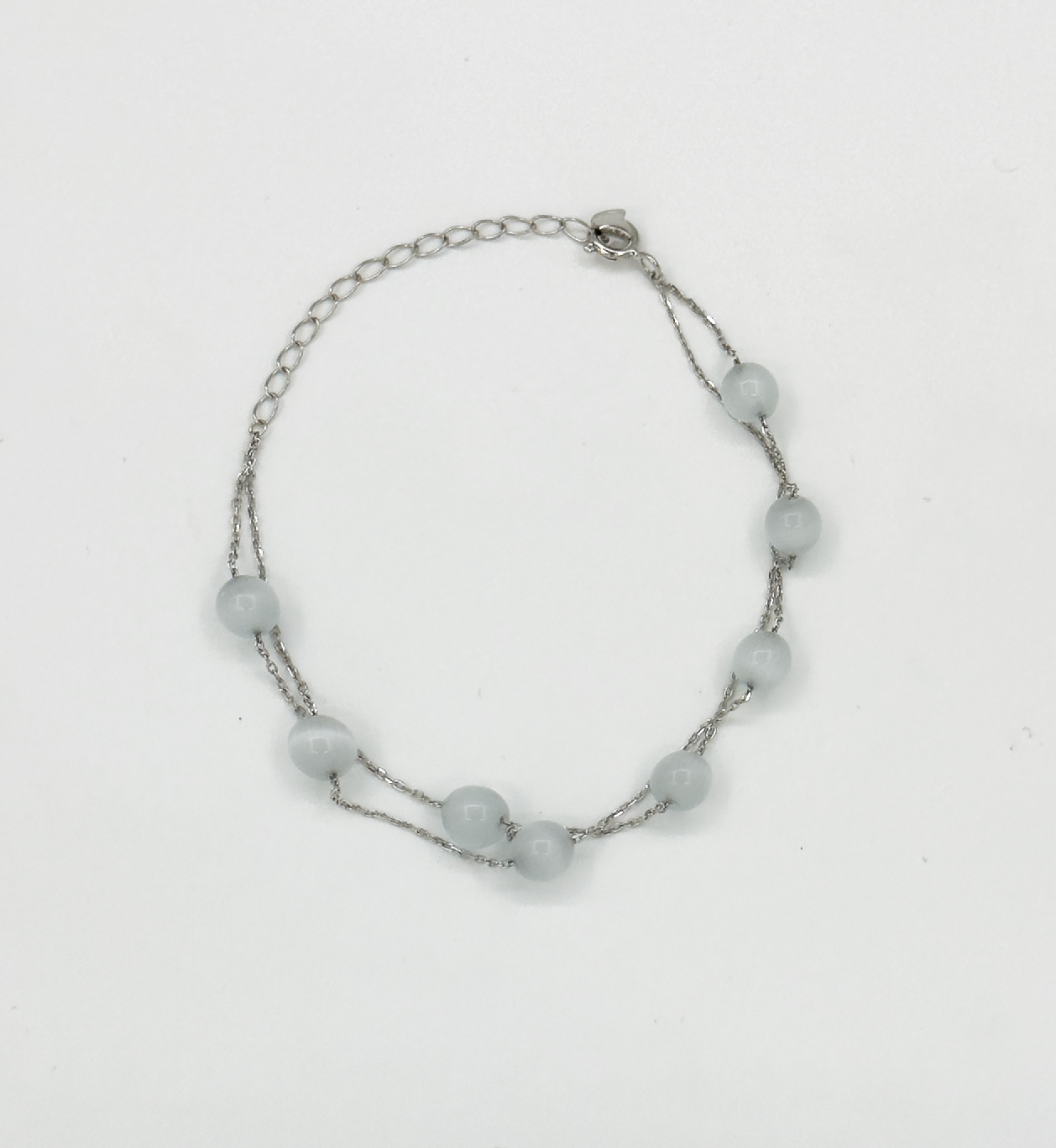 62048 En Armband Met Ronde Cat's Eye Kralen | Silver