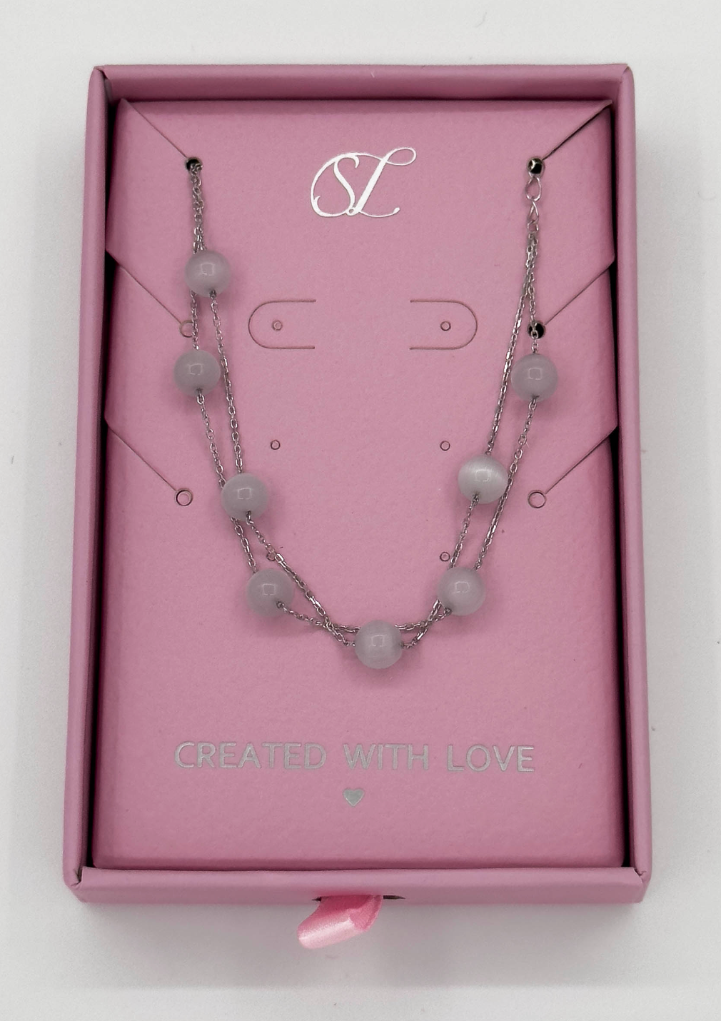 62048 En Armband Met Ronde Cat's Eye Kralen | Silver