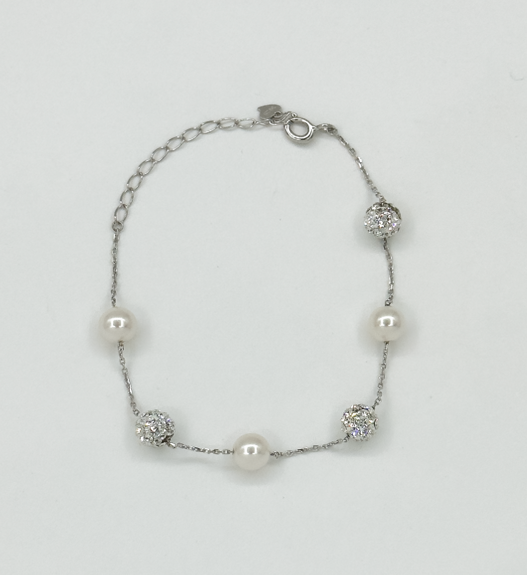 62049 En Armband Met Zirkoon Kristallen Kralen | Silver