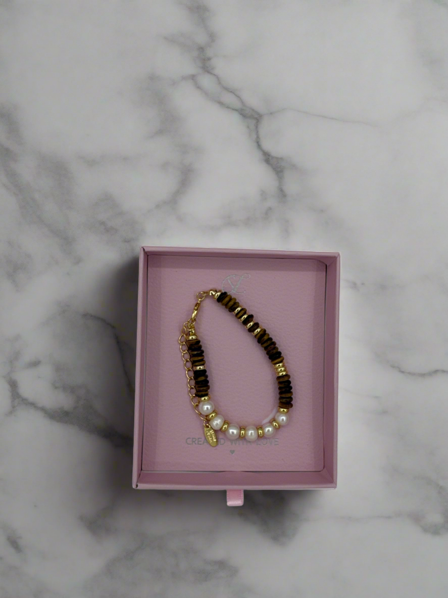 62054 Gecombineerde Parelskwartsen Kralen Armband | Muticolour