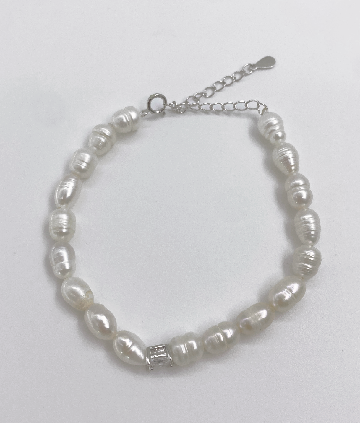 62057 Parel Kralen Armband Met Zirkonia Kristal | Creme