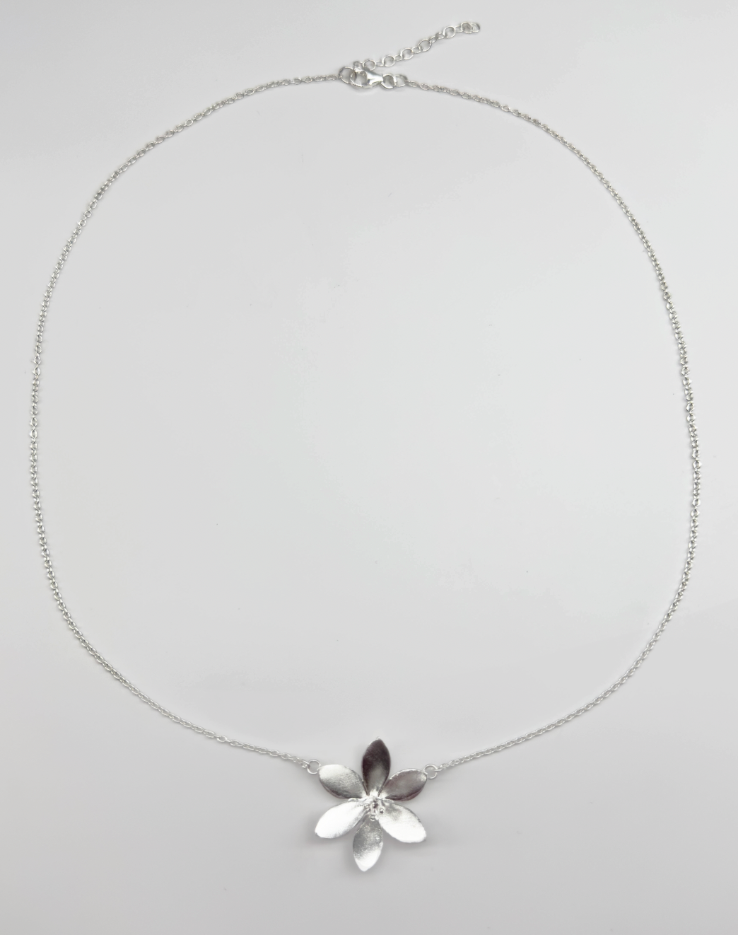 64003 Dunne En Ketting Met Gedetailleerde Bloemenkraal | Silver