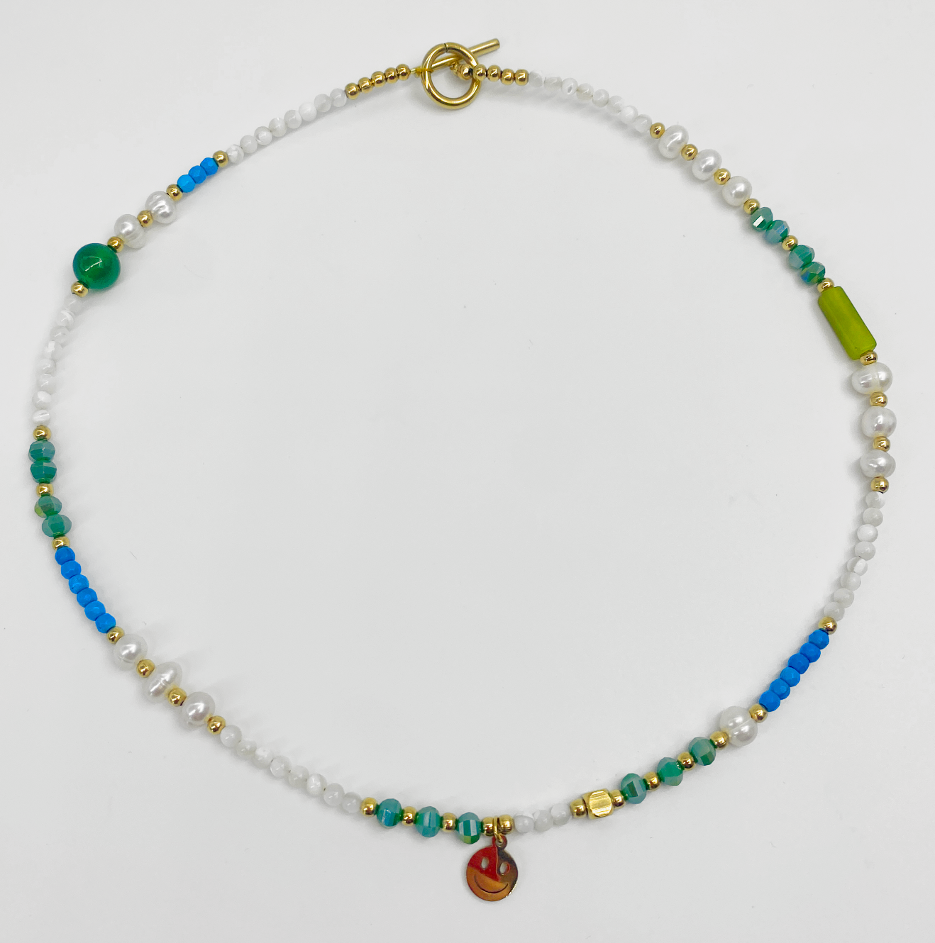 64005 Ketting Met Smiley Hangergecombineerde Kralen | Muticolour