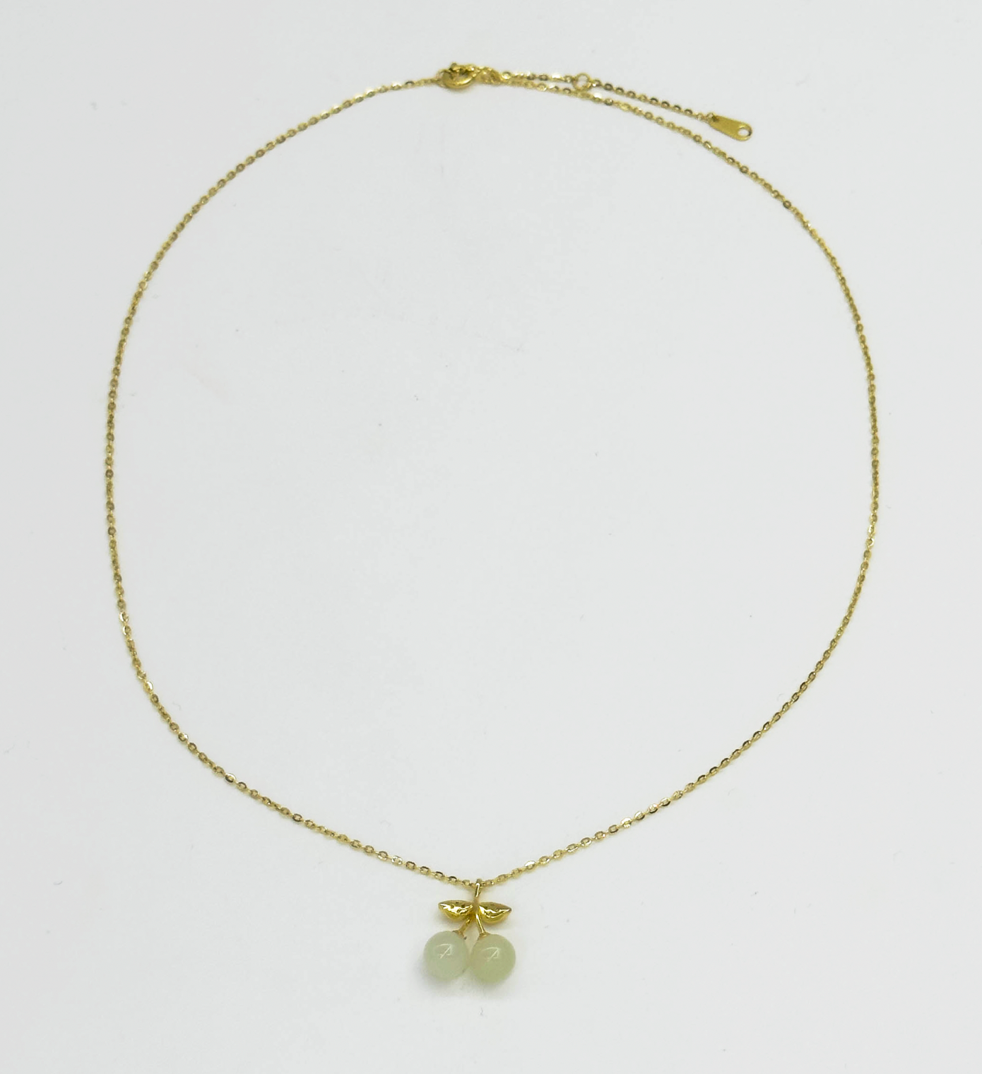 64012 Dunne Vergulde En Ketting Met Kersen Hangerhetian Jade | Gold