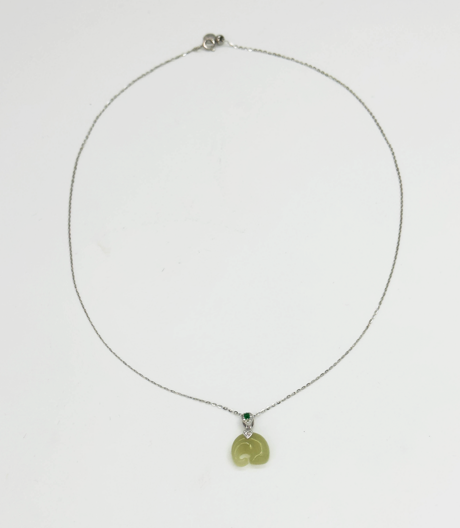 64014 Dunne En Ketting Met Hetian Jade Steenkristallen Hanger | Silver