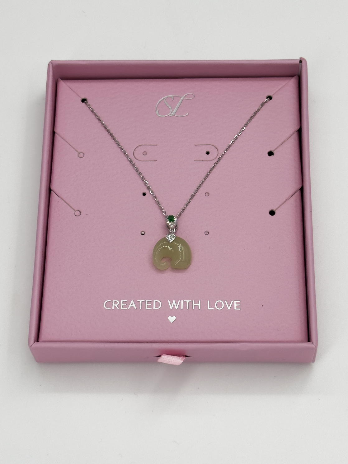 64014 Dunne En Ketting Met Hetian Jade Steenkristallen Hanger | Silver