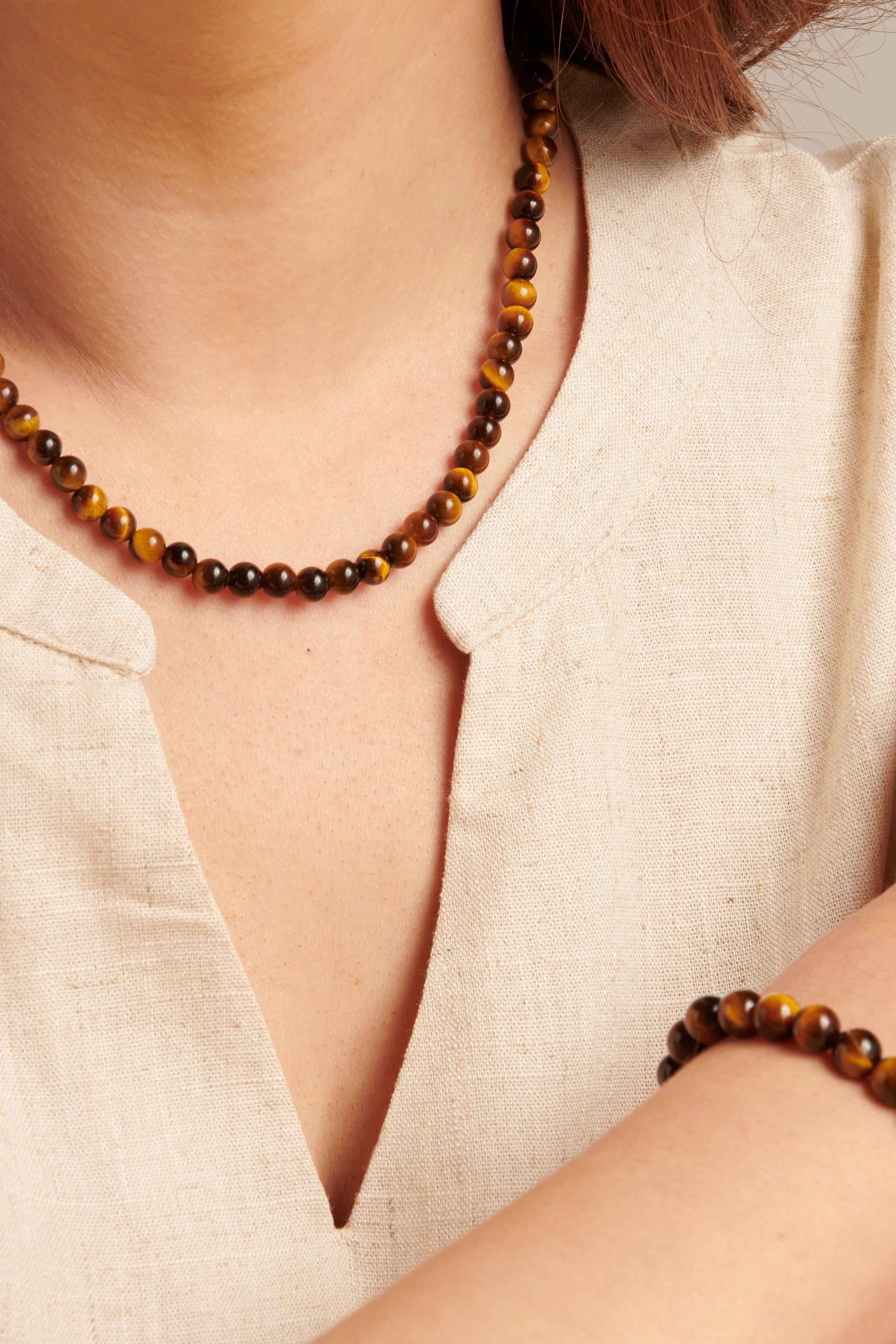 64021 Tigeroogstenen Quartz Kralenketting | Tiger