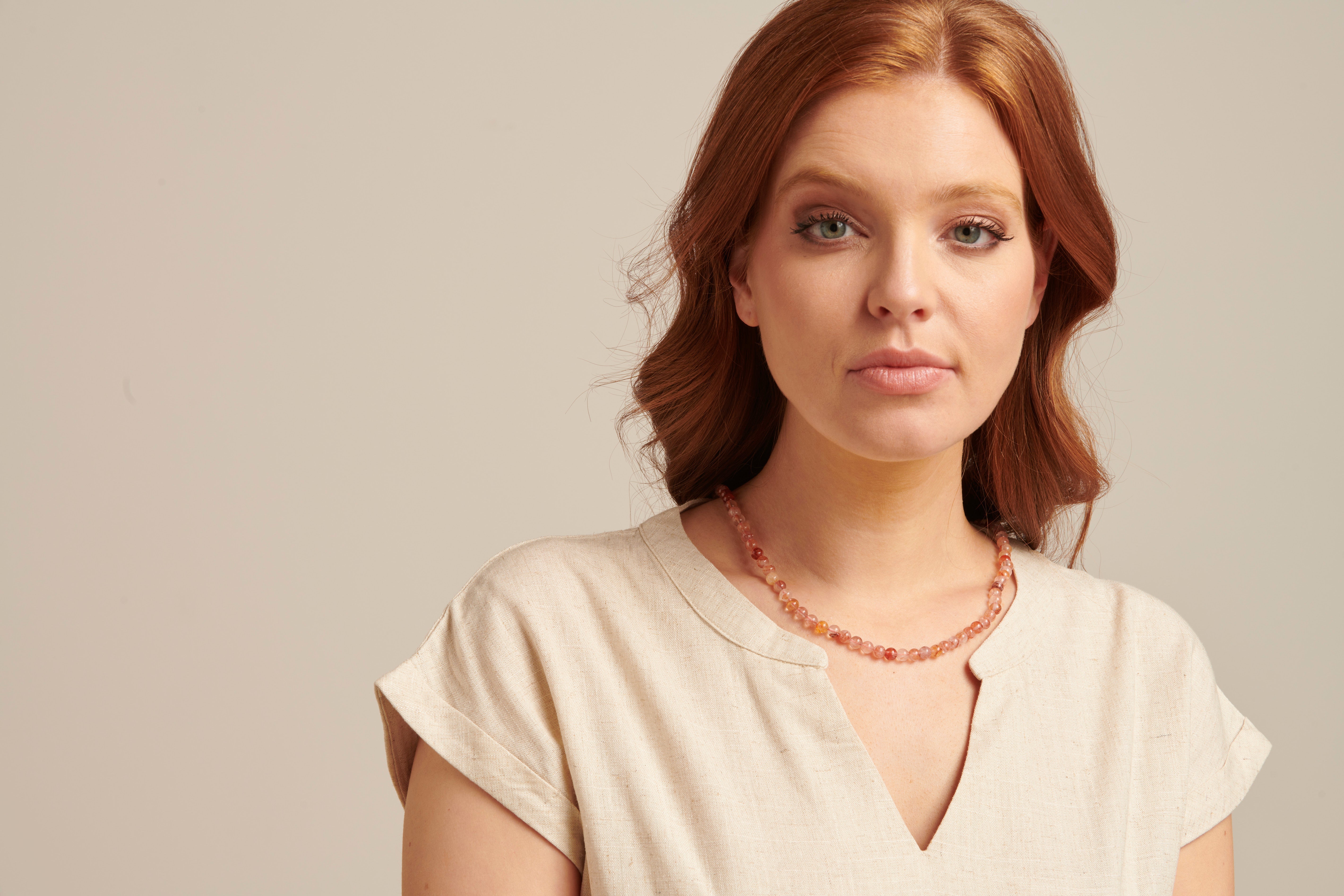 64023 Tangerine Quartz Kralenketting | Brique