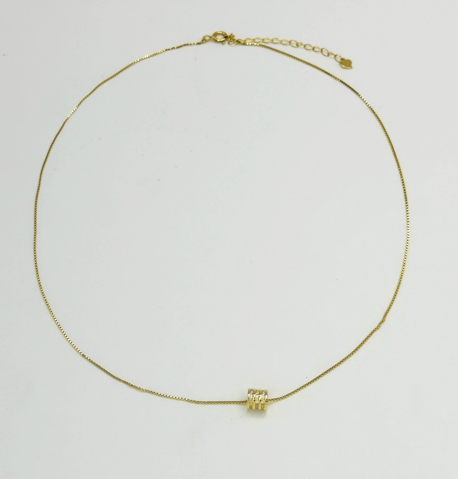 64028 Fijne Vergulde En Ketting Met Zirkoon Ring Hanger | Gold