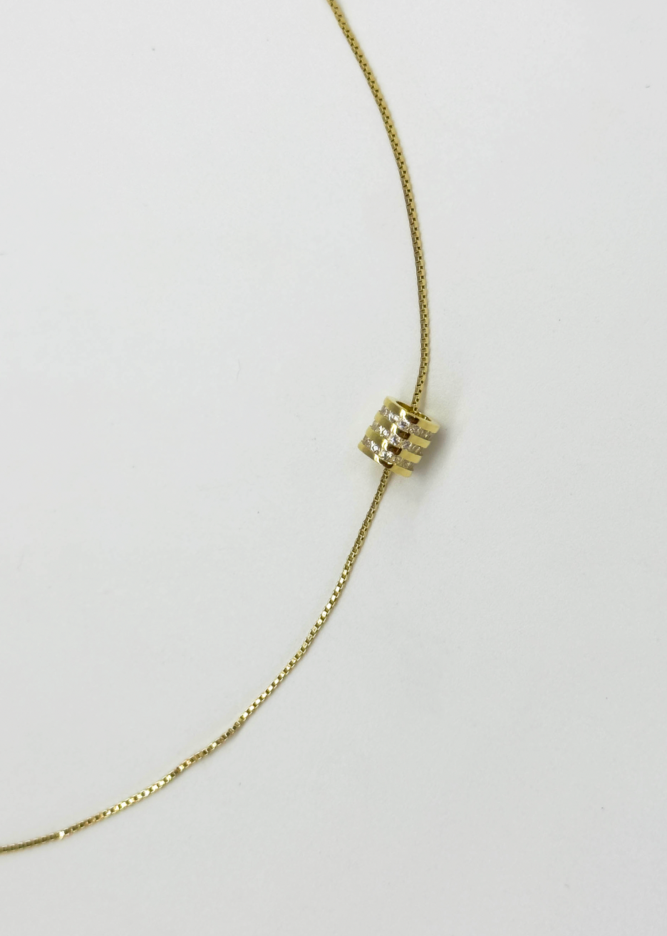 64028 Fijne Vergulde En Ketting Met Zirkoon Ring Hanger | Gold