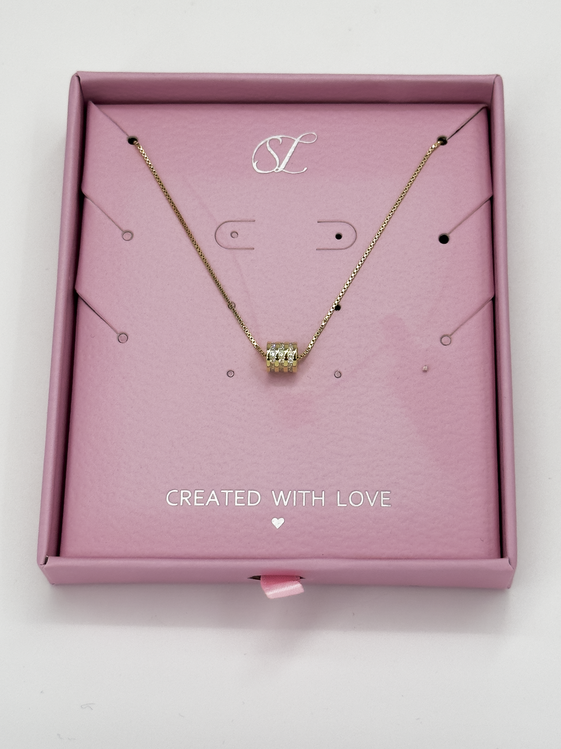 64028 Fijne Vergulde En Ketting Met Zirkoon Ring Hanger | Gold