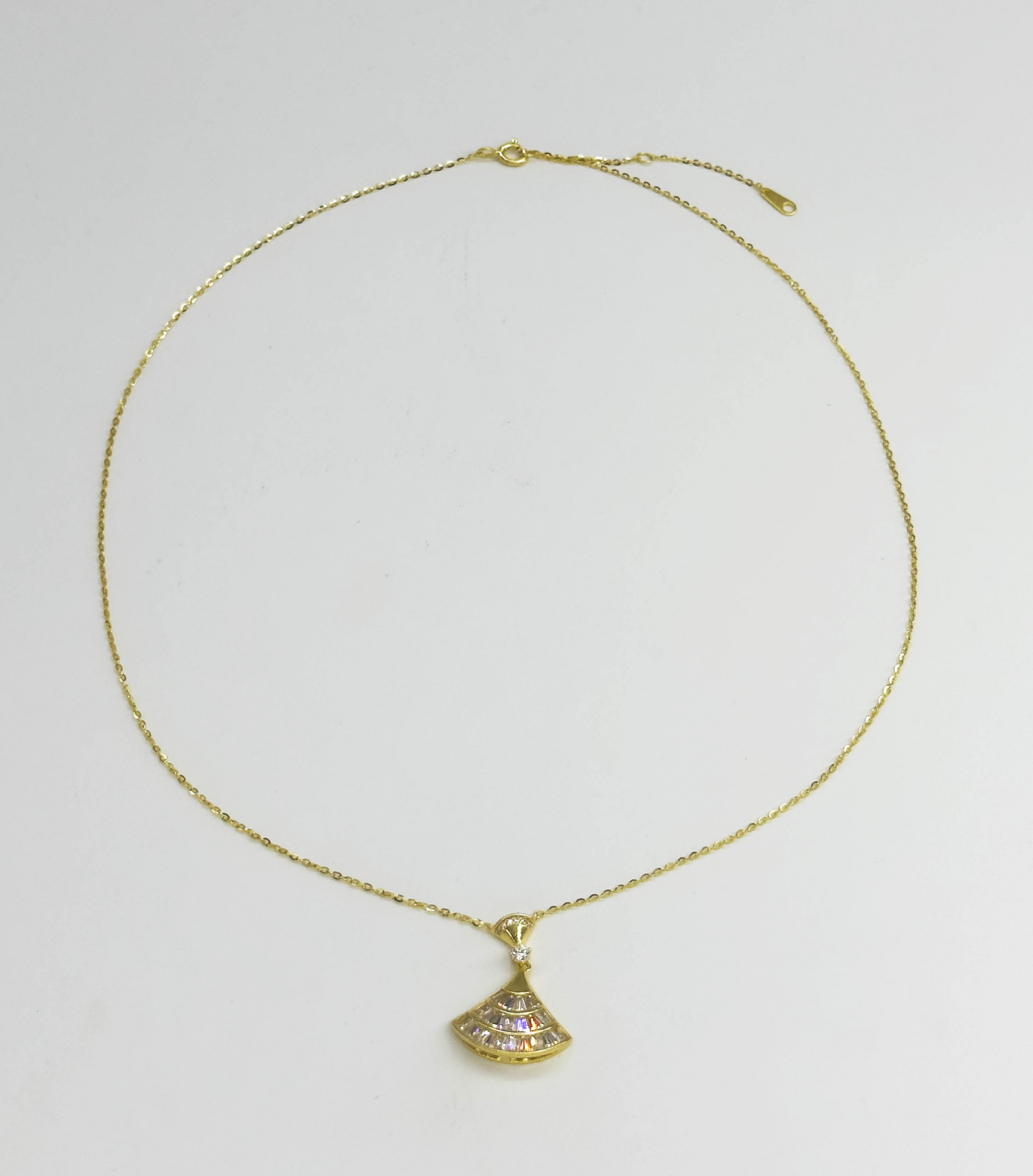 64031 Fijne Vergulde En Ketting Met Waaier Hangerzirkoon | Gold