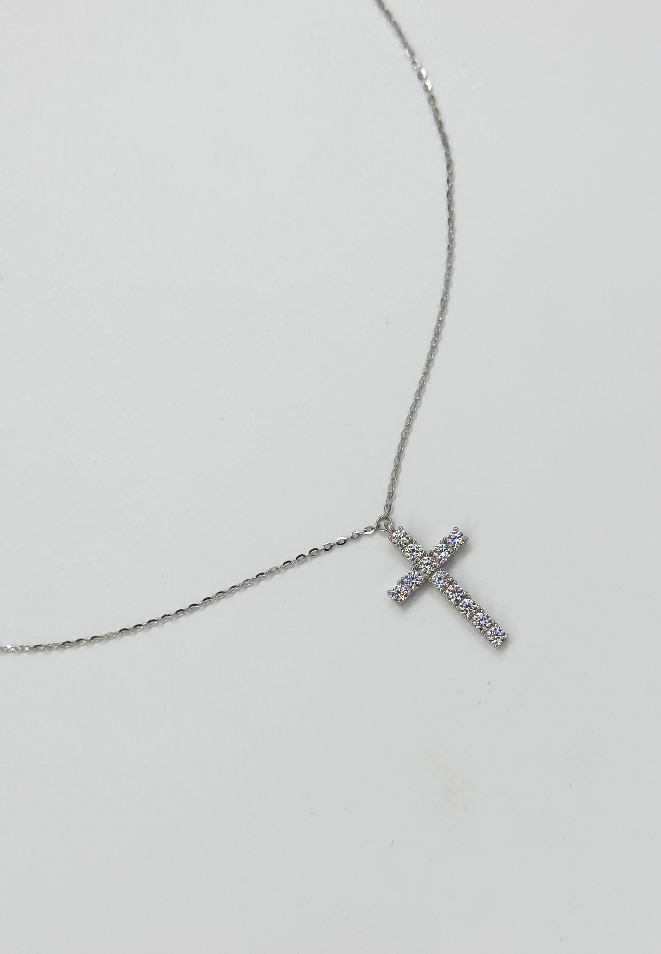 64035 Fijn En Ketting Met Kruisvormige Hangerzirkoonkristallen | Silver