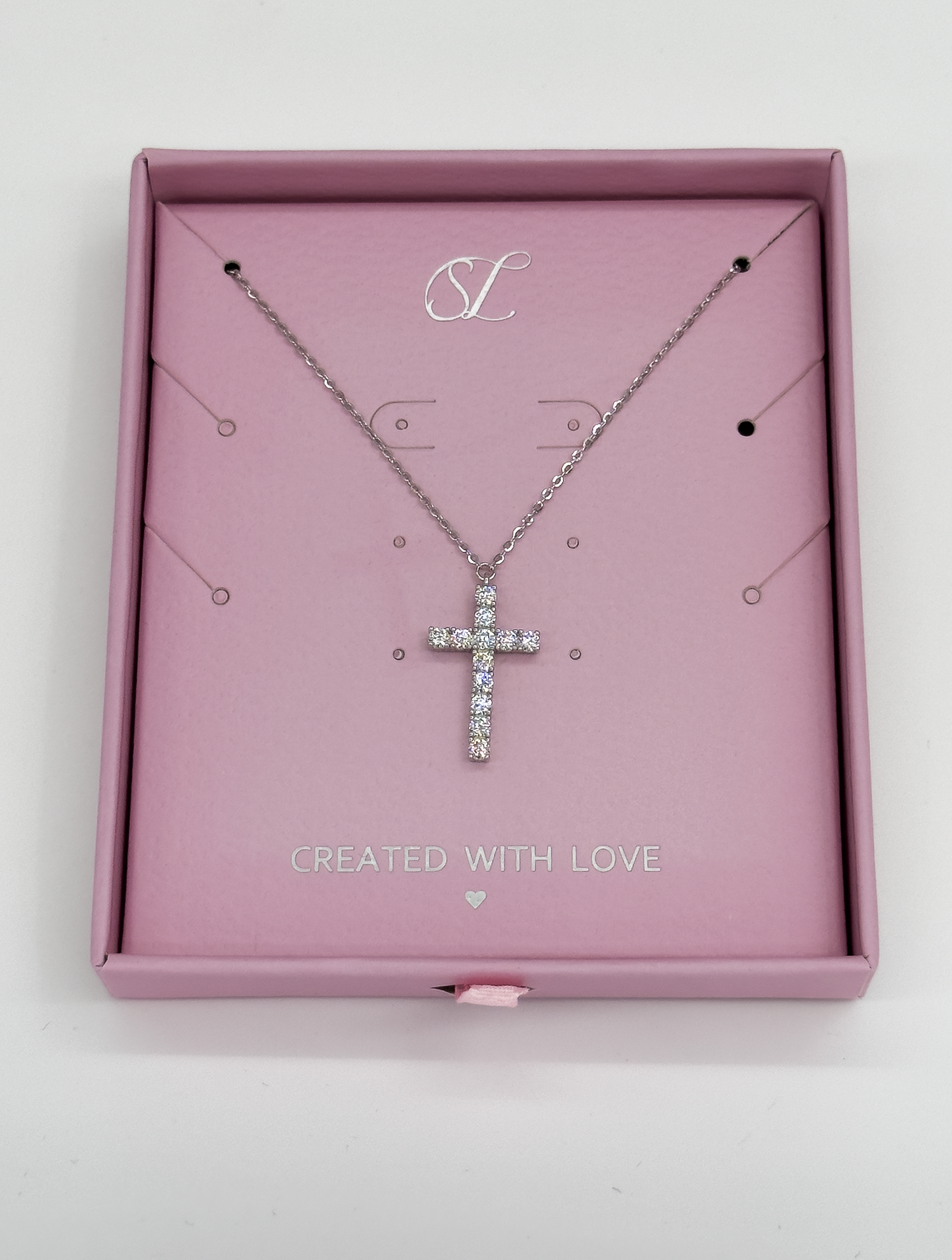 64035 Fijn En Ketting Met Kruisvormige Hangerzirkoonkristallen | Silver