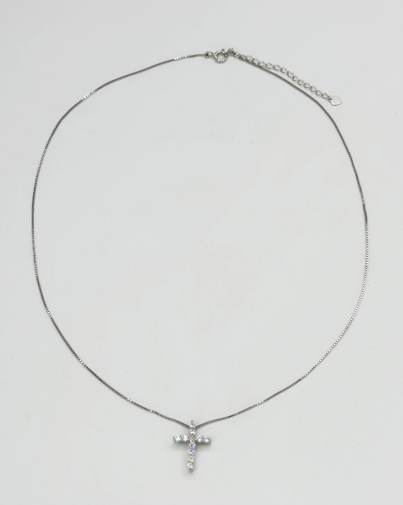 64036 Fijn En Ketting Met Kruisvormige Hangerzirkoonkristallen | Silver