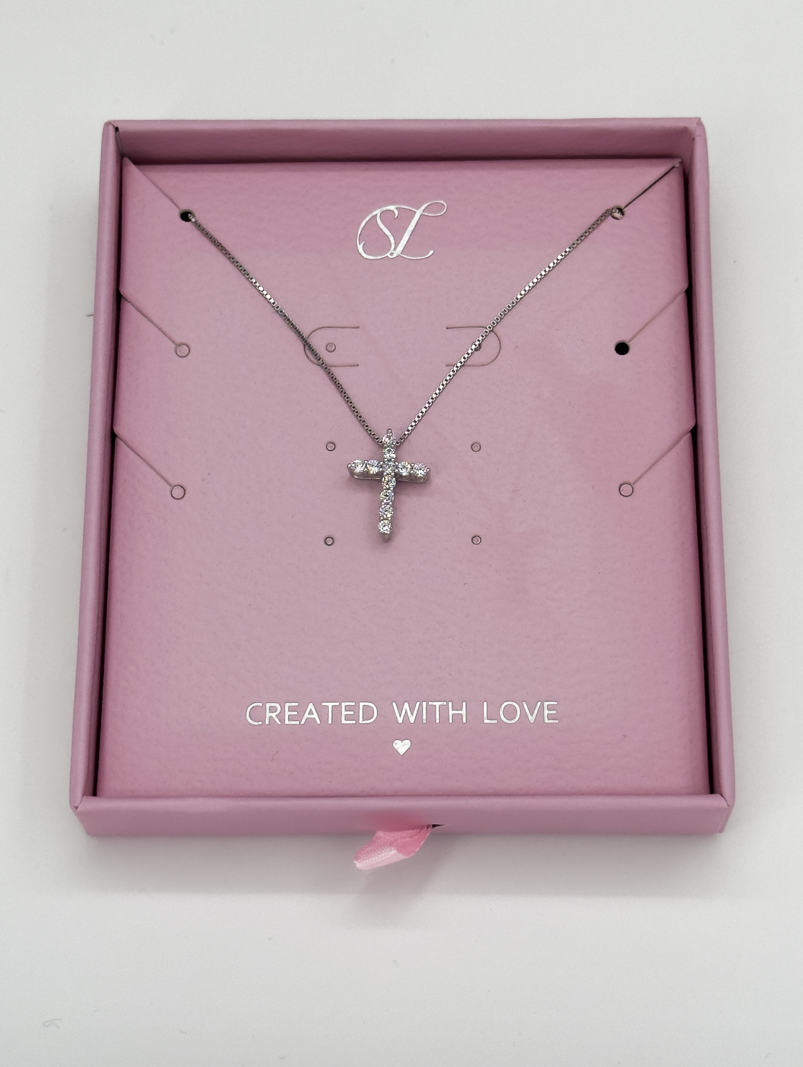 64036 Fijn En Ketting Met Kruisvormige Hangerzirkoonkristallen | Silver