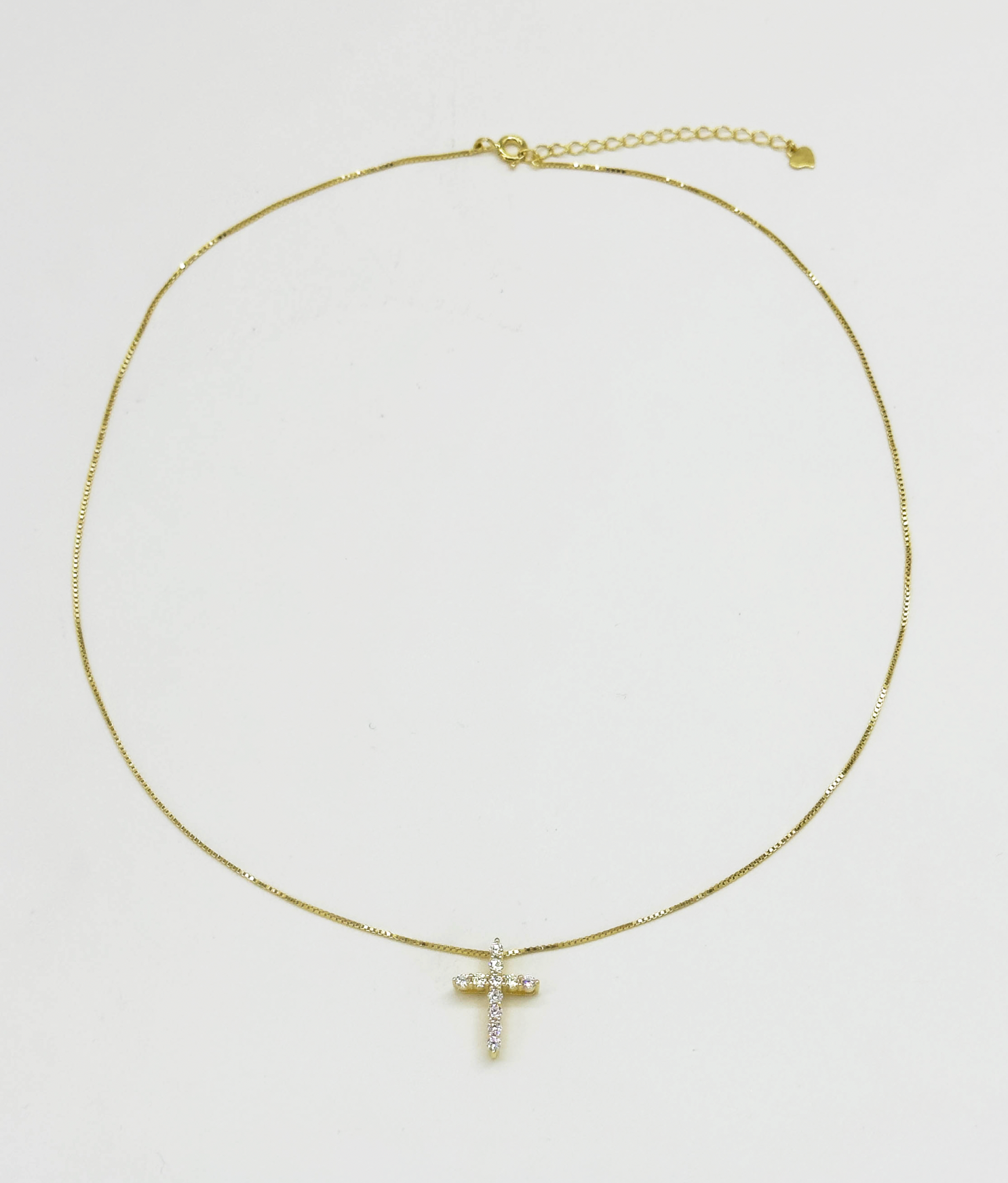 64036 Fijn En Ketting Met Kruisvormige Hangerzirkoonkristallen, Verguld Met | Gold