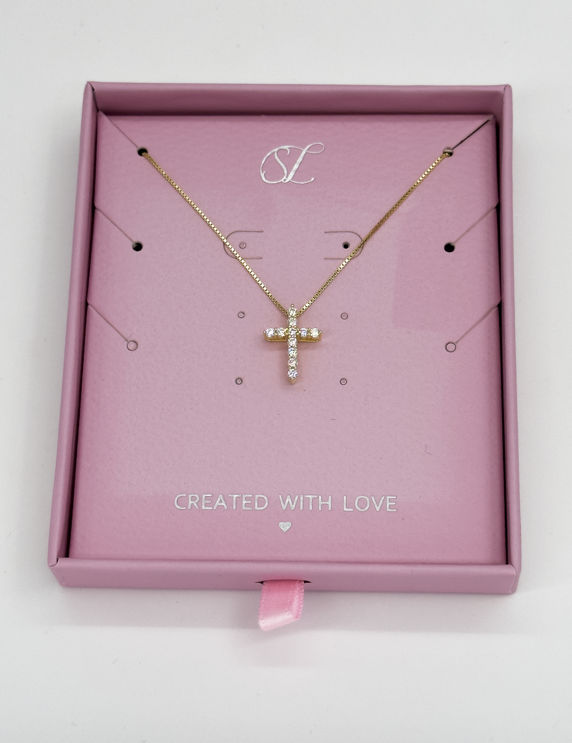 64036 Fijn En Ketting Met Kruisvormige Hangerzirkoonkristallen, Verguld Met | Gold