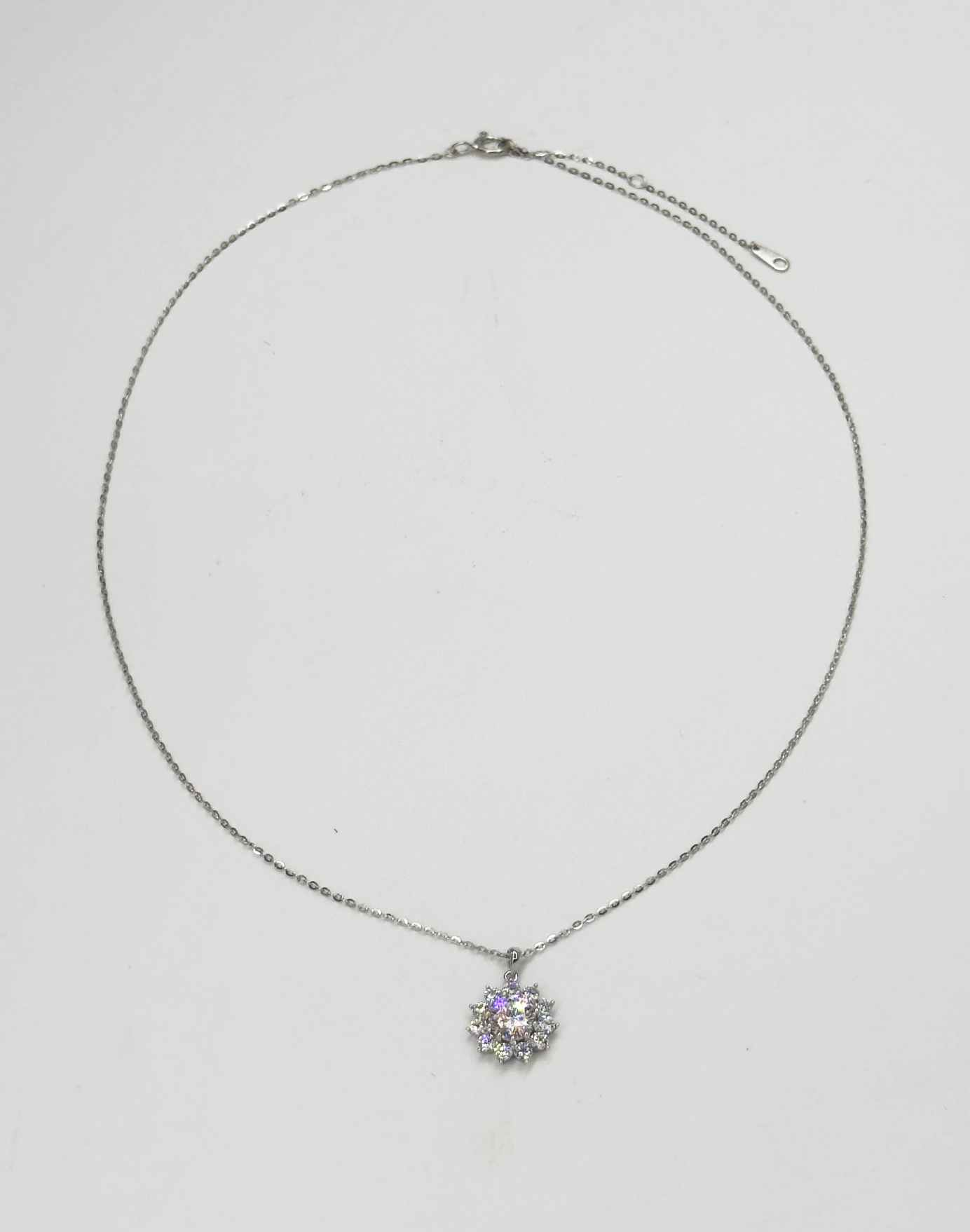 64037 Fijn En Ketting Met Moissanite Hanger | Silver