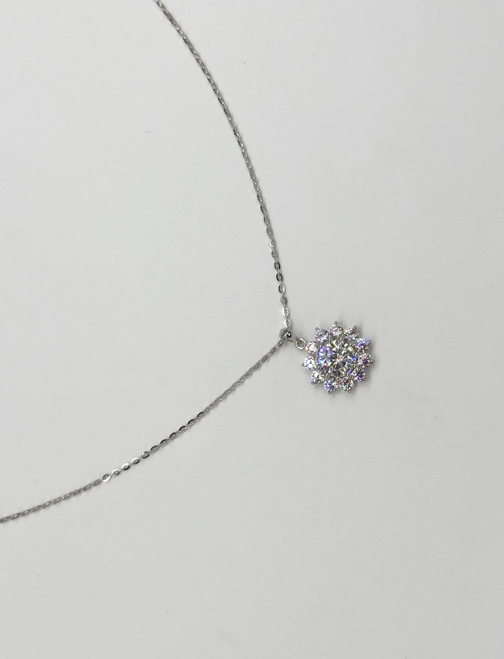 64037 Fijn En Ketting Met Moissanite Hanger | Silver