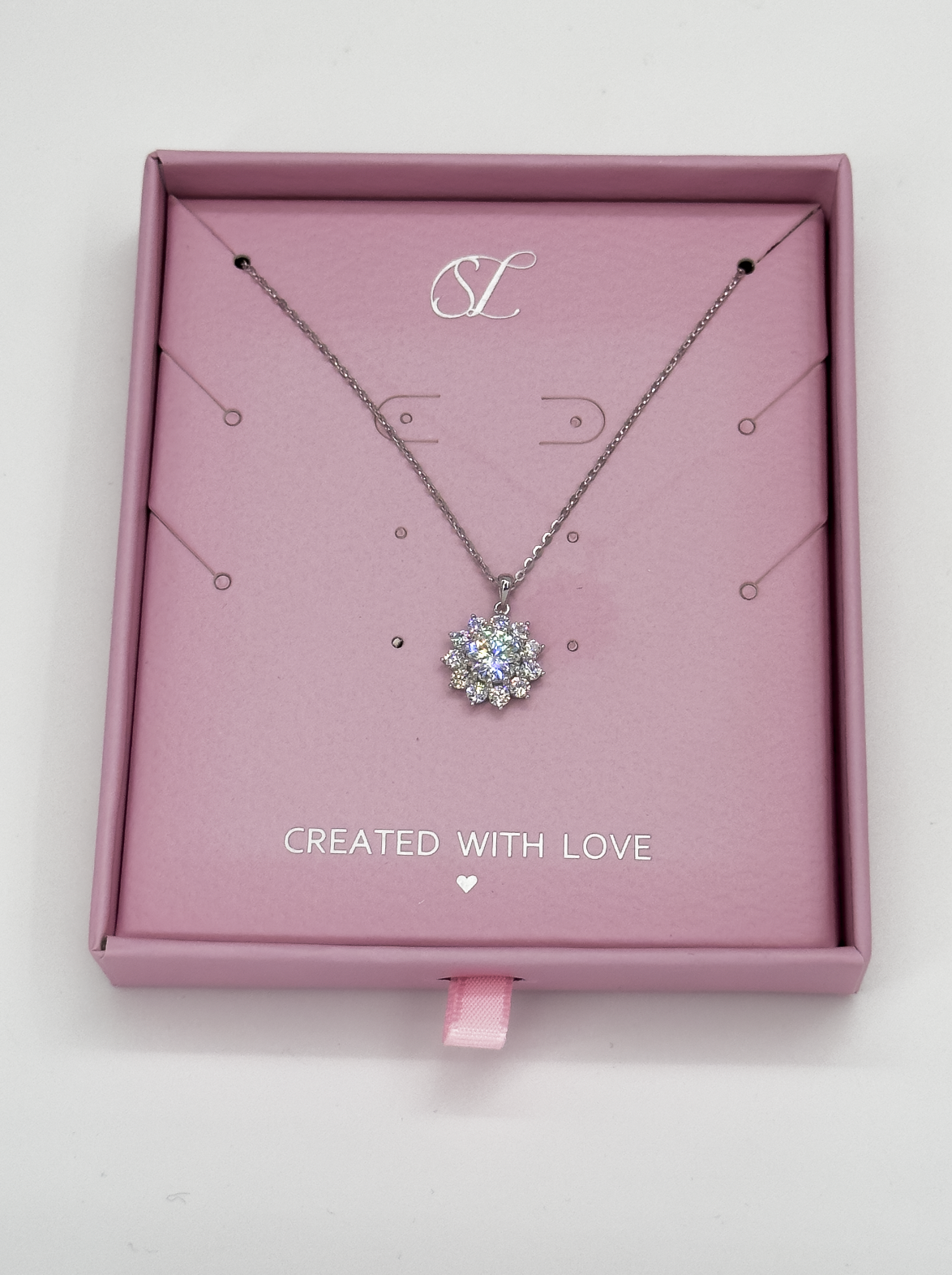 64037 Fijn En Ketting Met Moissanite Hanger | Silver