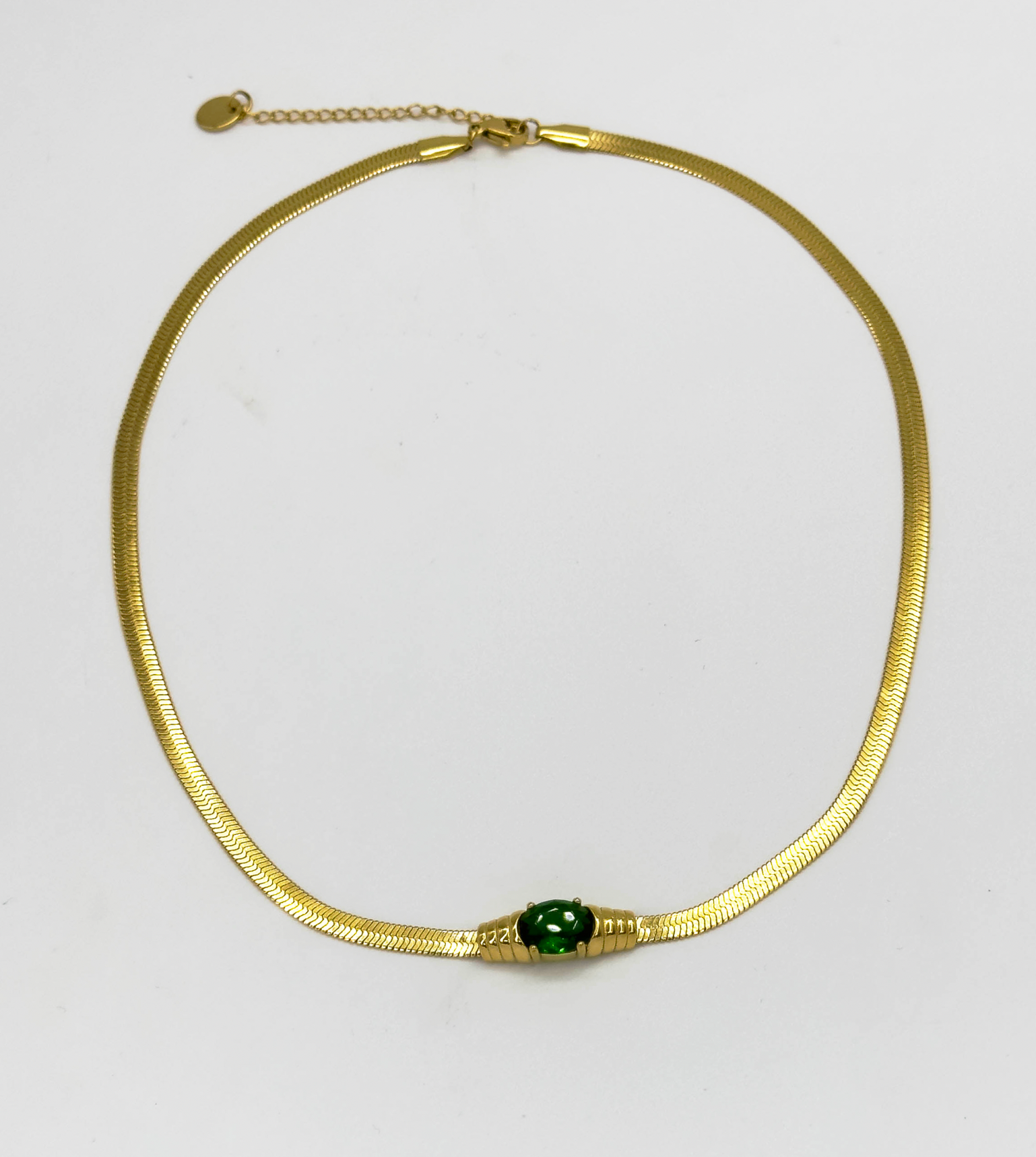 64042 Fijne Roestvrijstalen Ketting Met Retro Zirkoonkraal | Gold