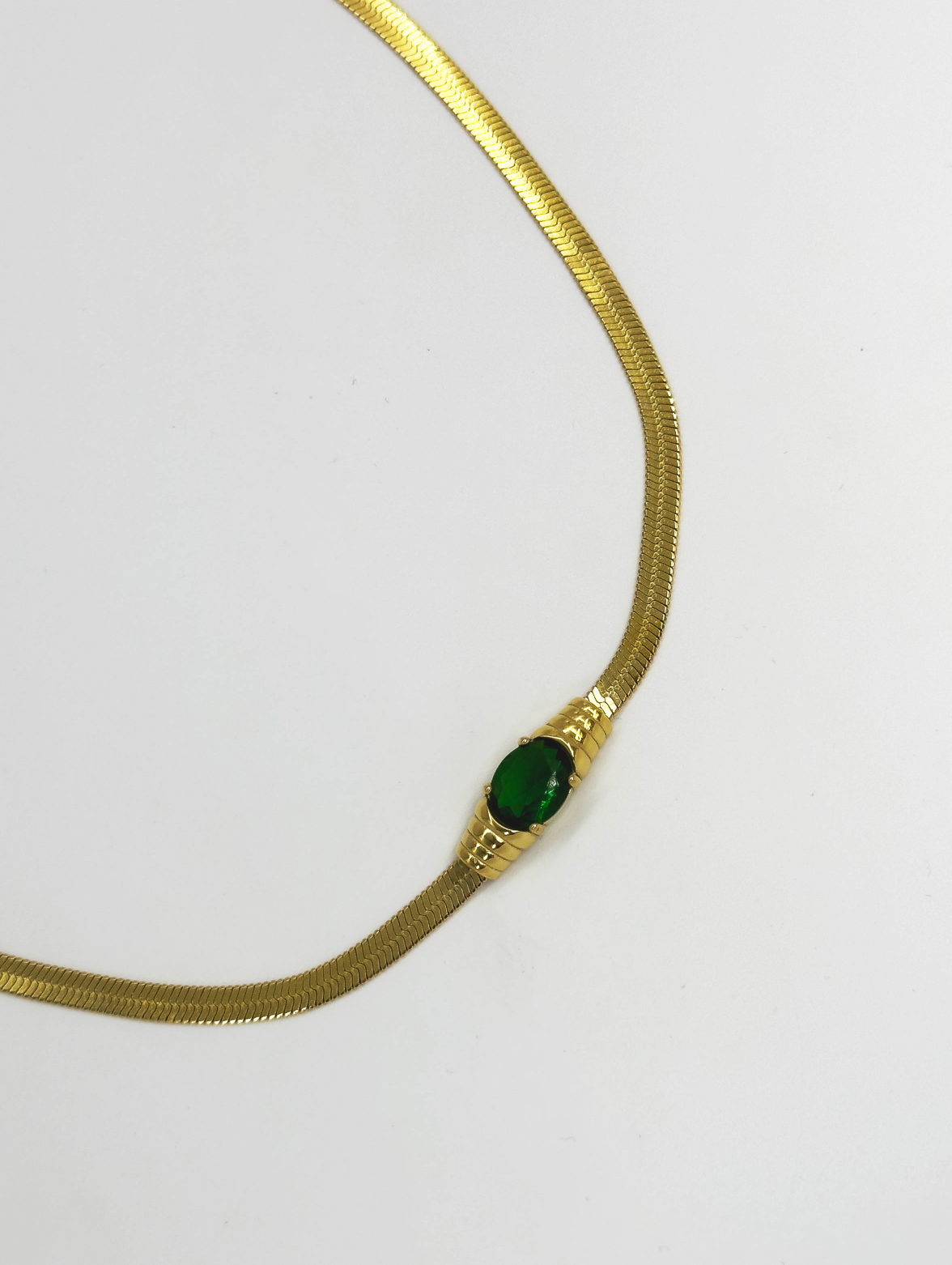 64042 Fijne Roestvrijstalen Ketting Met Retro Zirkoonkraal | Gold